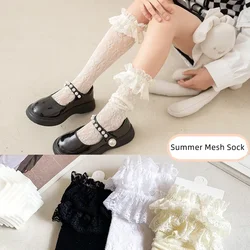 Calcetines de encaje con volantes para niña – Algodón transpirable verano