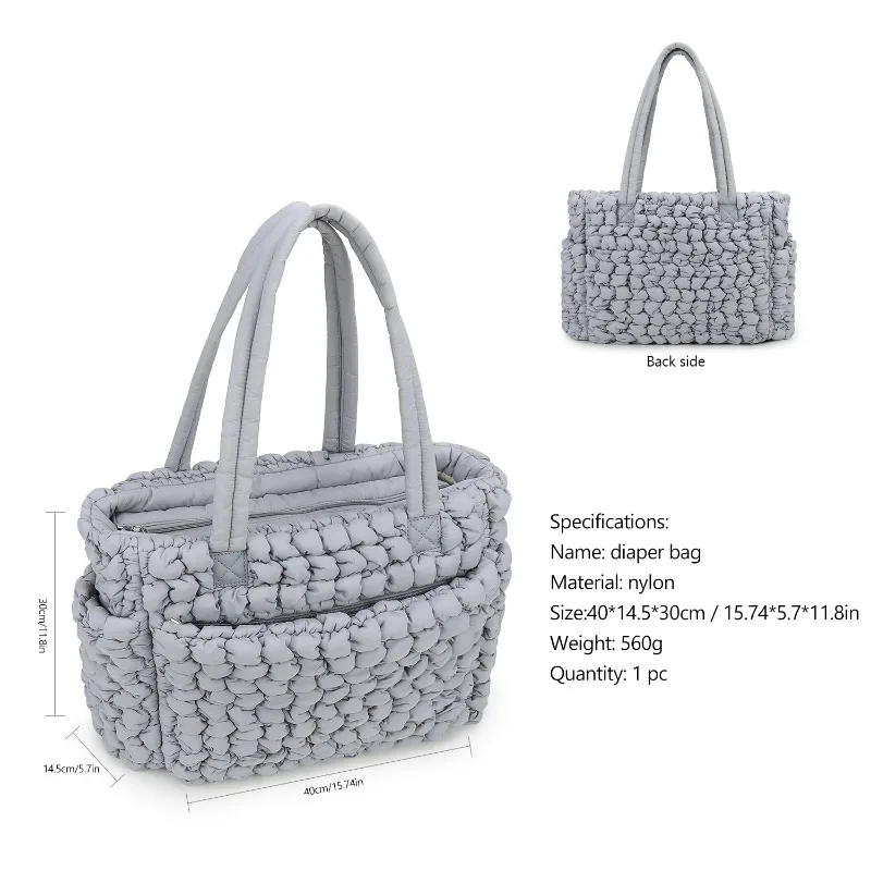 Bolsa de pañales impermeable plisada con asa burbuja - imagen 2