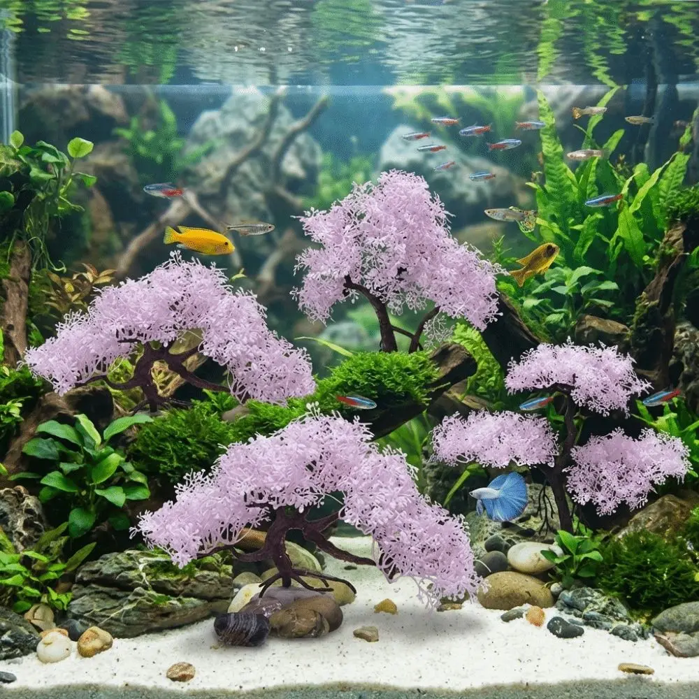 Árbol de cerezo artificial realista para acuario con flores - imagen 5
