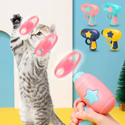 Juguete para gatos interactivo con mini disco volador y catapulta