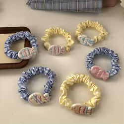 Diadema infantil con estampado de pez y rayas – Color crema