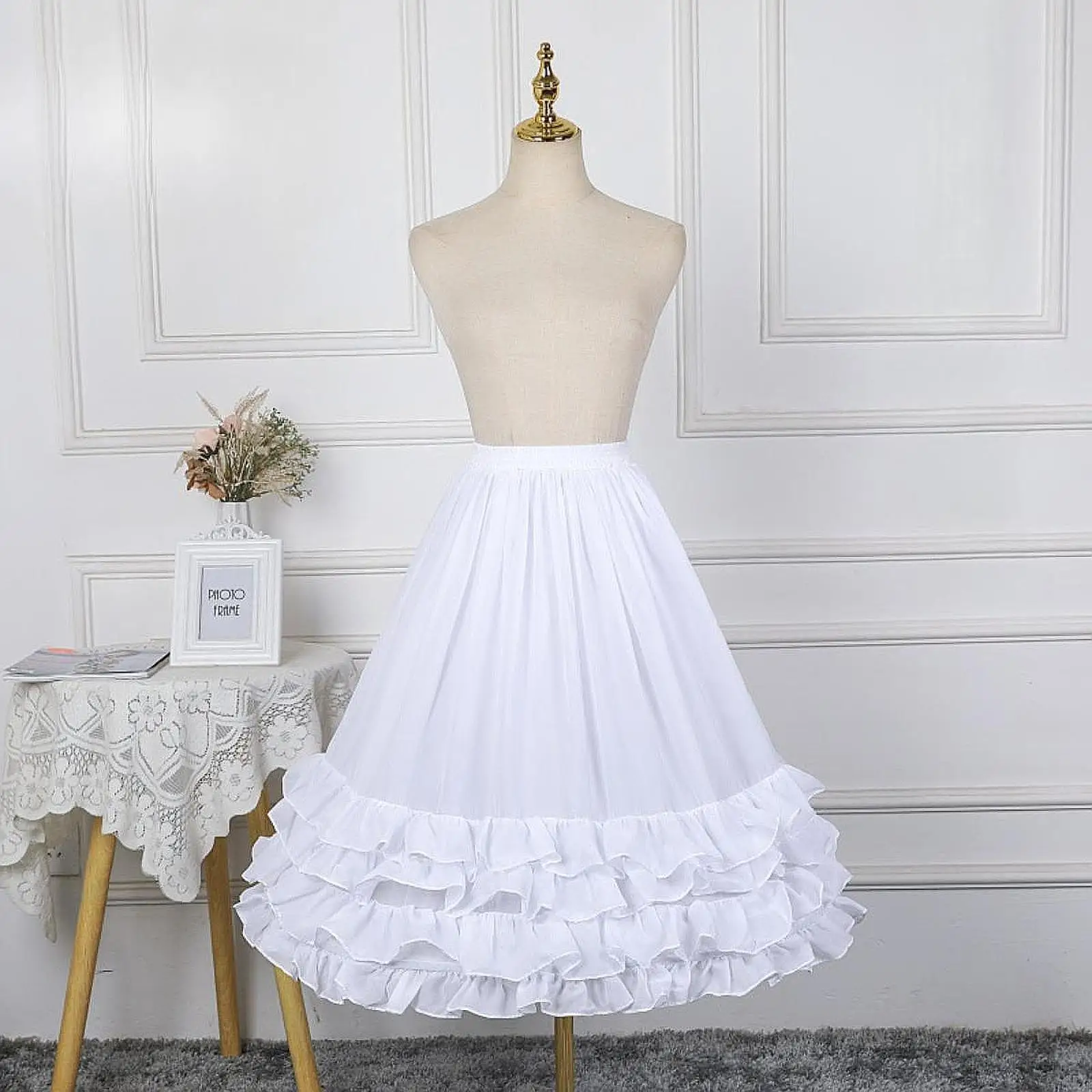 Falda de tirantes para niña elegante de flores con crinolina - imagen 3