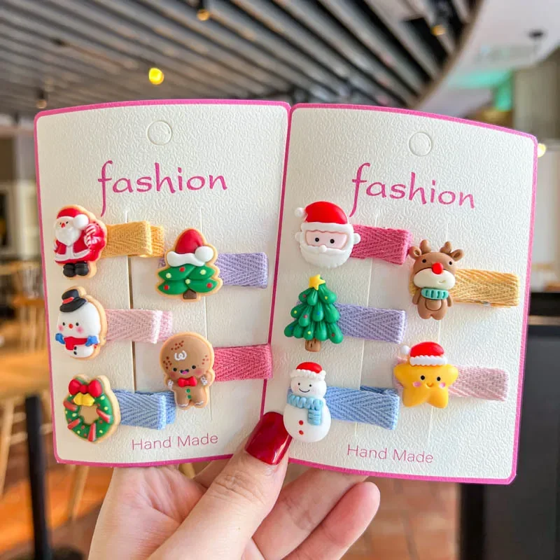 Horquillas navideñas para el cabello – Pinzas con muñeco de nieve para niñas - imagen 4