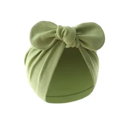 Gorro bebé de algodón con orejas de conejo y lazo floral