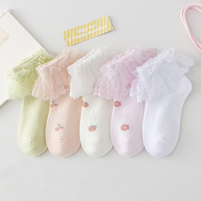 Calcetines de malla de algodón con encaje para niñas primavera-verano - imagen 5