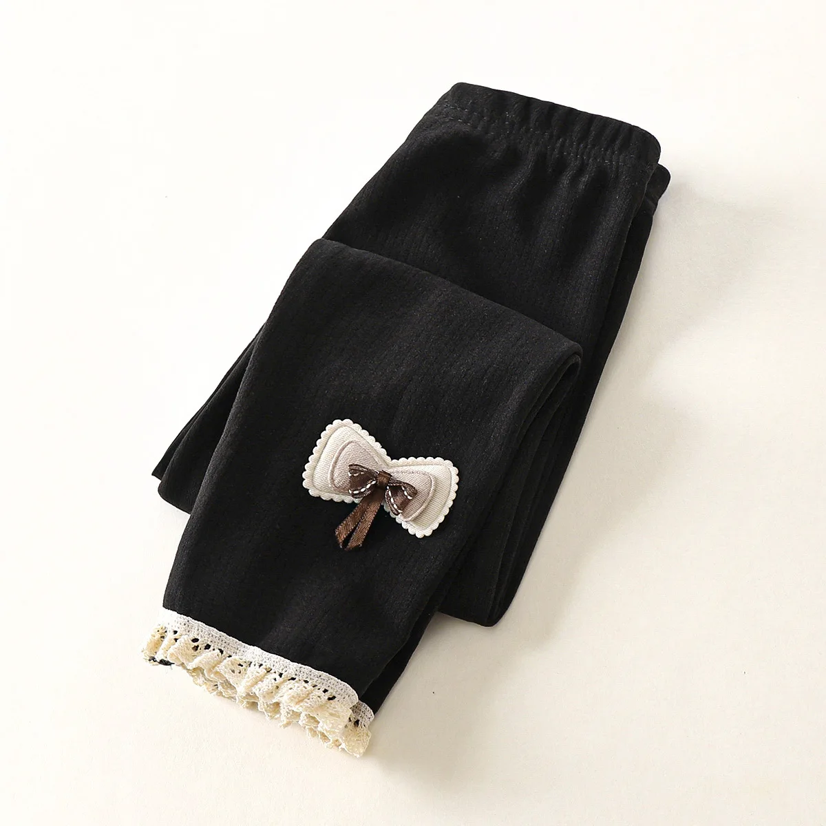 Leggings de lana terciopelo para niños – Otoño con encaje fino - imagen 3
