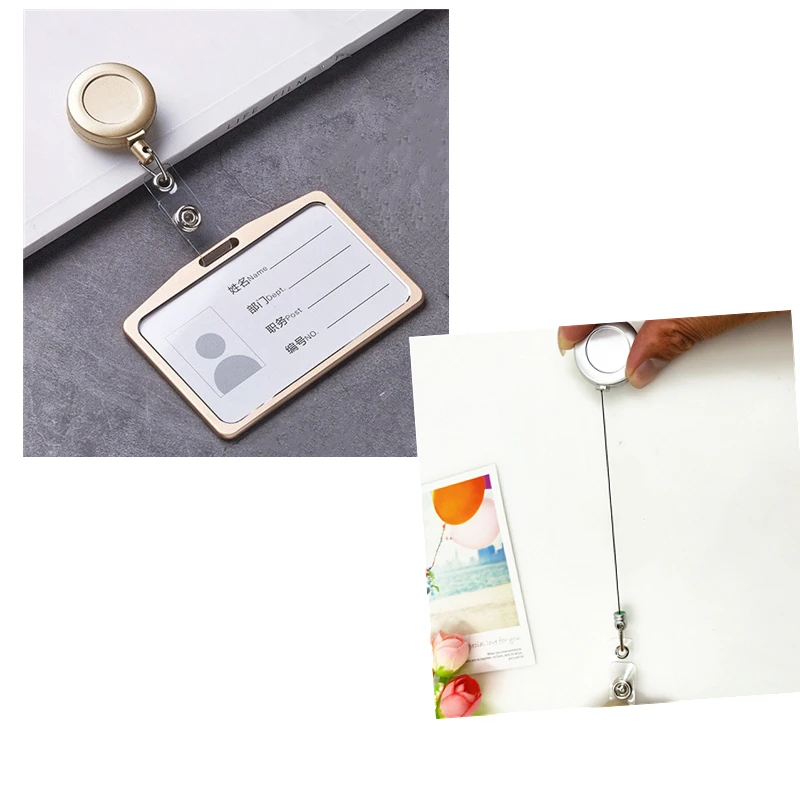 Tarjetero retráctil de aluminio para identificación escolar - imagen 5