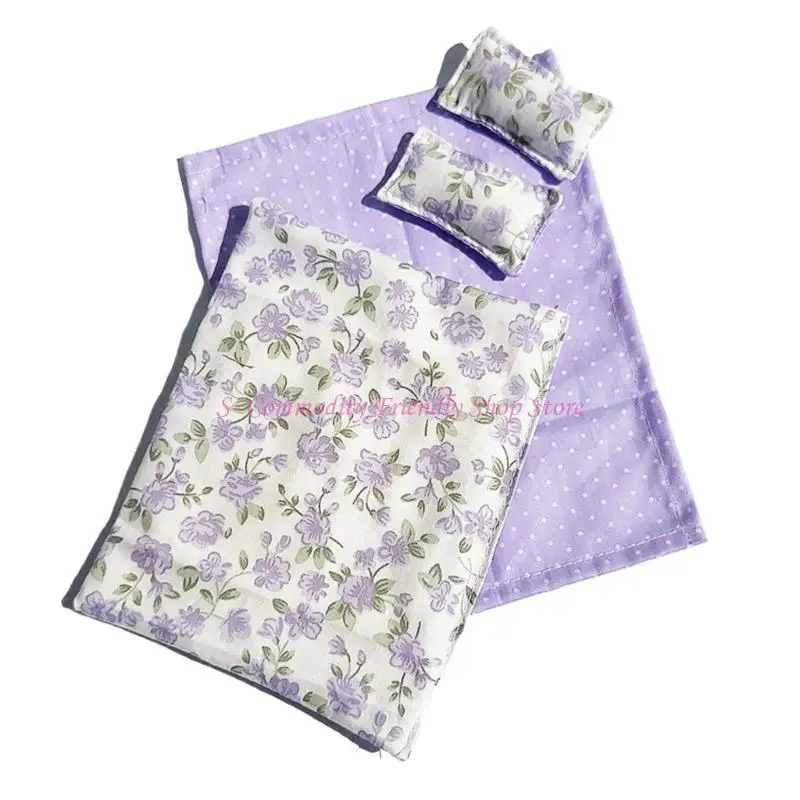 Casa muñecas: juego de cama con edredón y almohada infantil mini - imagen 5