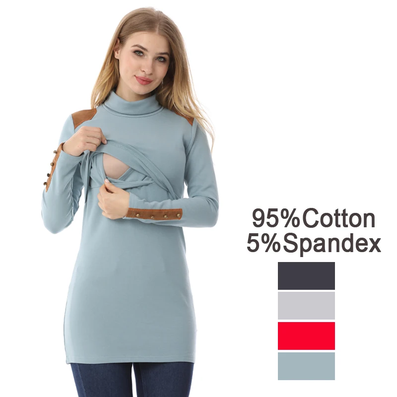 Vestido de lactancia cuello alto para invierno, maternidad y embarazo - imagen 4