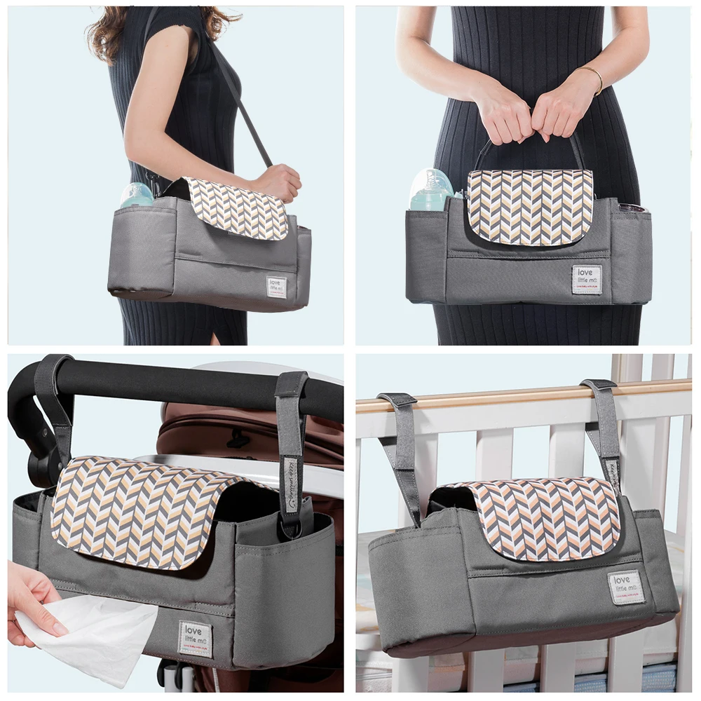 Bolsa de pañales extensible para cochecito – Portavasos y cremallera - imagen 3