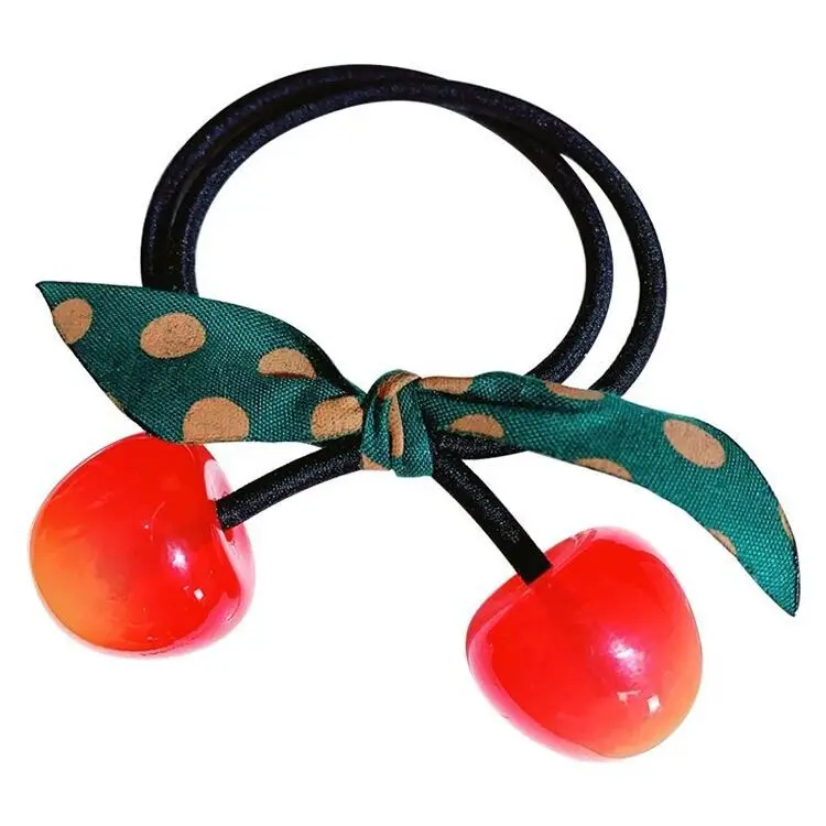 Anillo de cuero cereza para pelo infantil – diseño exclusivo - imagen 4