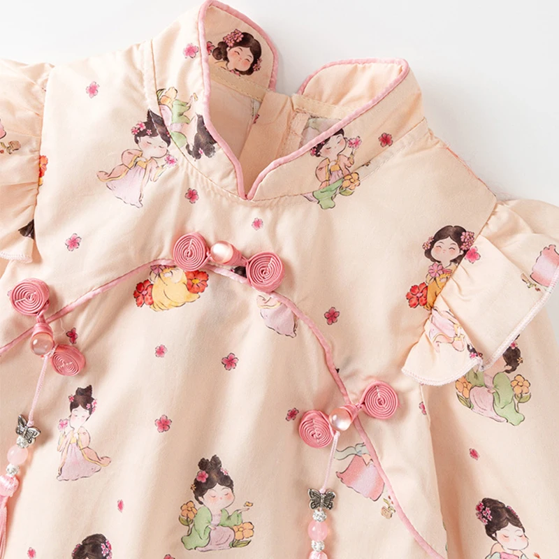 Vestido de bebé manga larga de algodón estampado estilo princesa - imagen 5