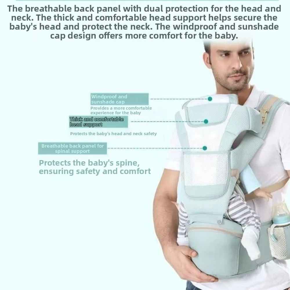 Mochila portabebés ergonómica frontal para recién nacido ajustable - imagen 2