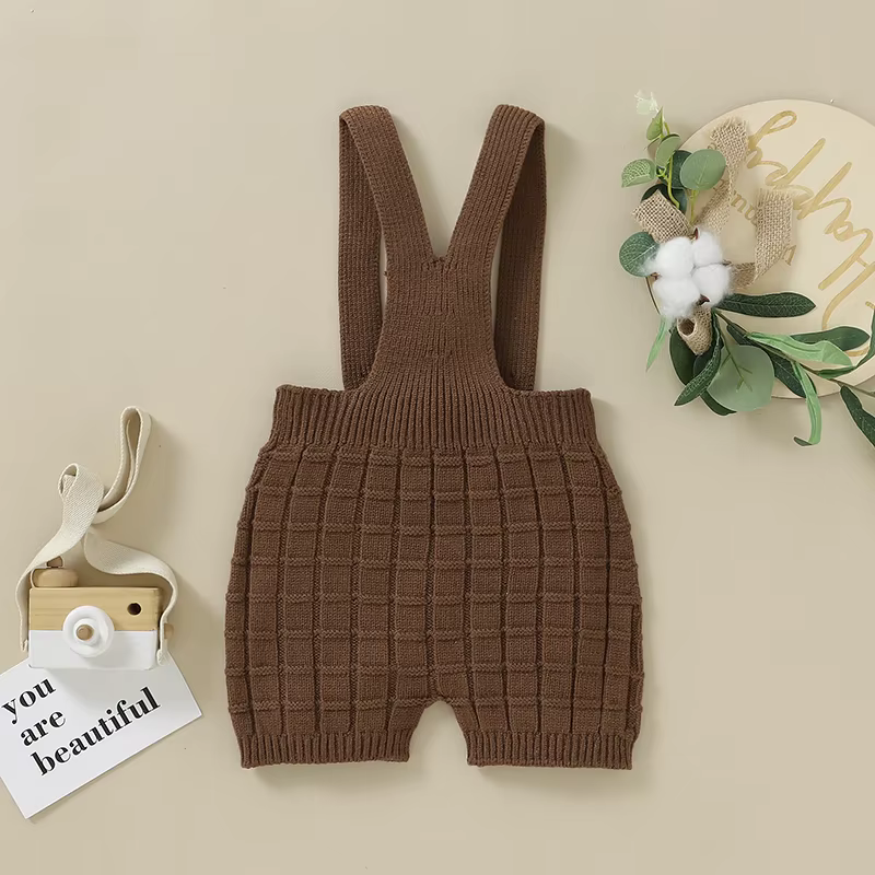 Peleles de punto para bebé con tirantes - Monos lisos unisex 0-18M - imagen 2
