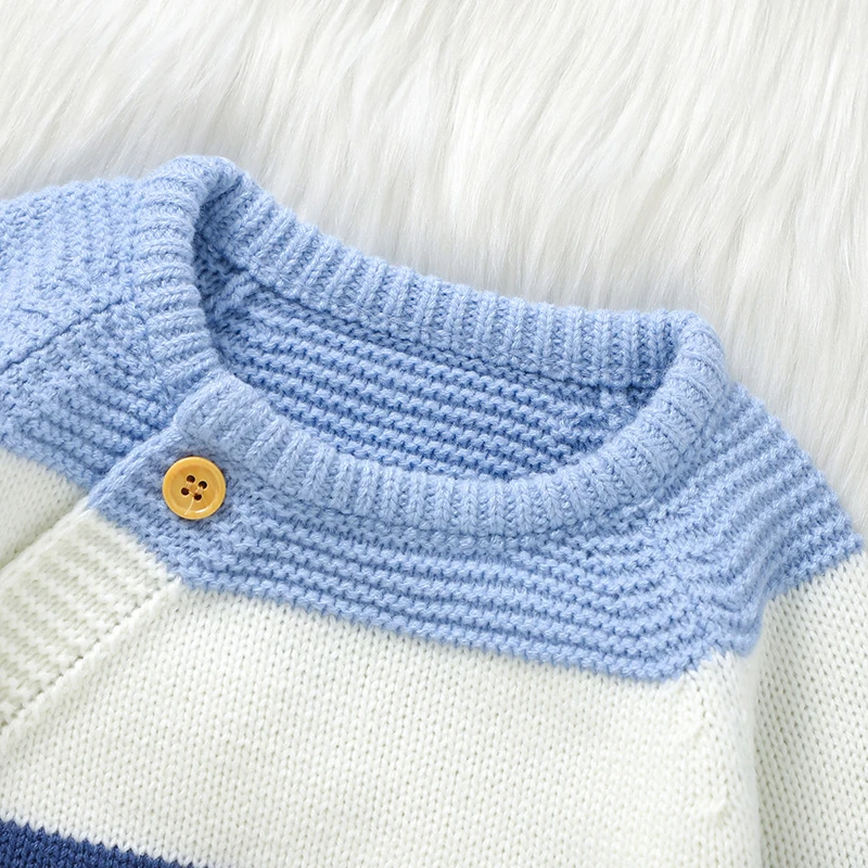 Pelele de invierno para bebé de punto manga larga, suave - imagen 5