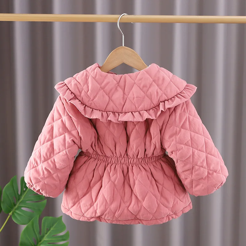 Abrigo parka acolchado de terciopelo para niñas con cremallera - imagen 2