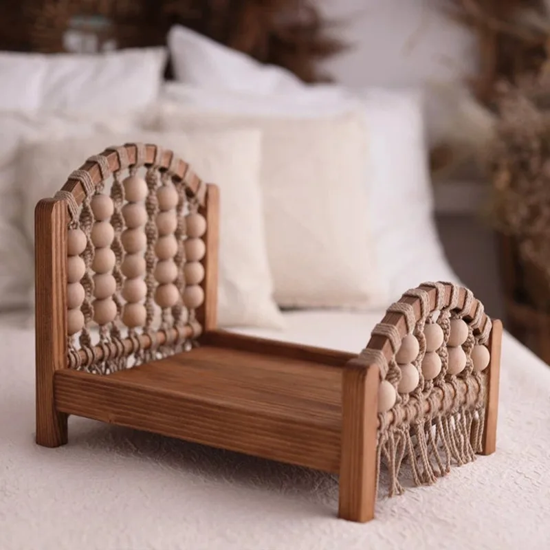 Accesorios de fotografía para recién nacido con cuna de madera - imagen 5