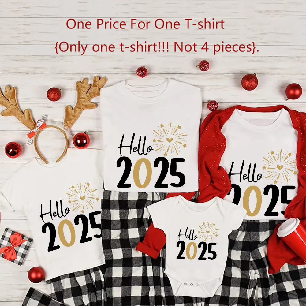 Conjunto Hello 2025 coordinar madre e hijo – Pelele y camiseta bebé - imagen 5