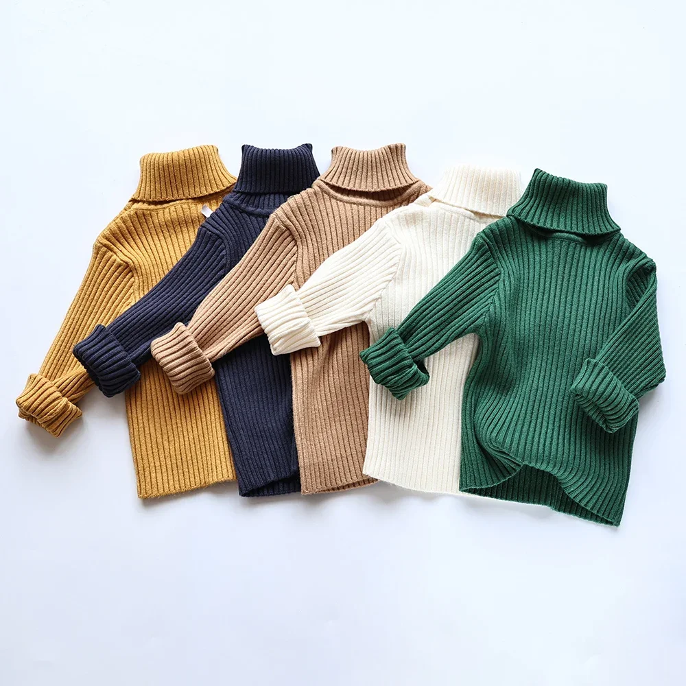 Pulóver de punto unisex para niños – Cuello alto suave primavera