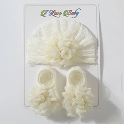 Conjunto de verano bebé recién nacido con gorro floral y calcetines