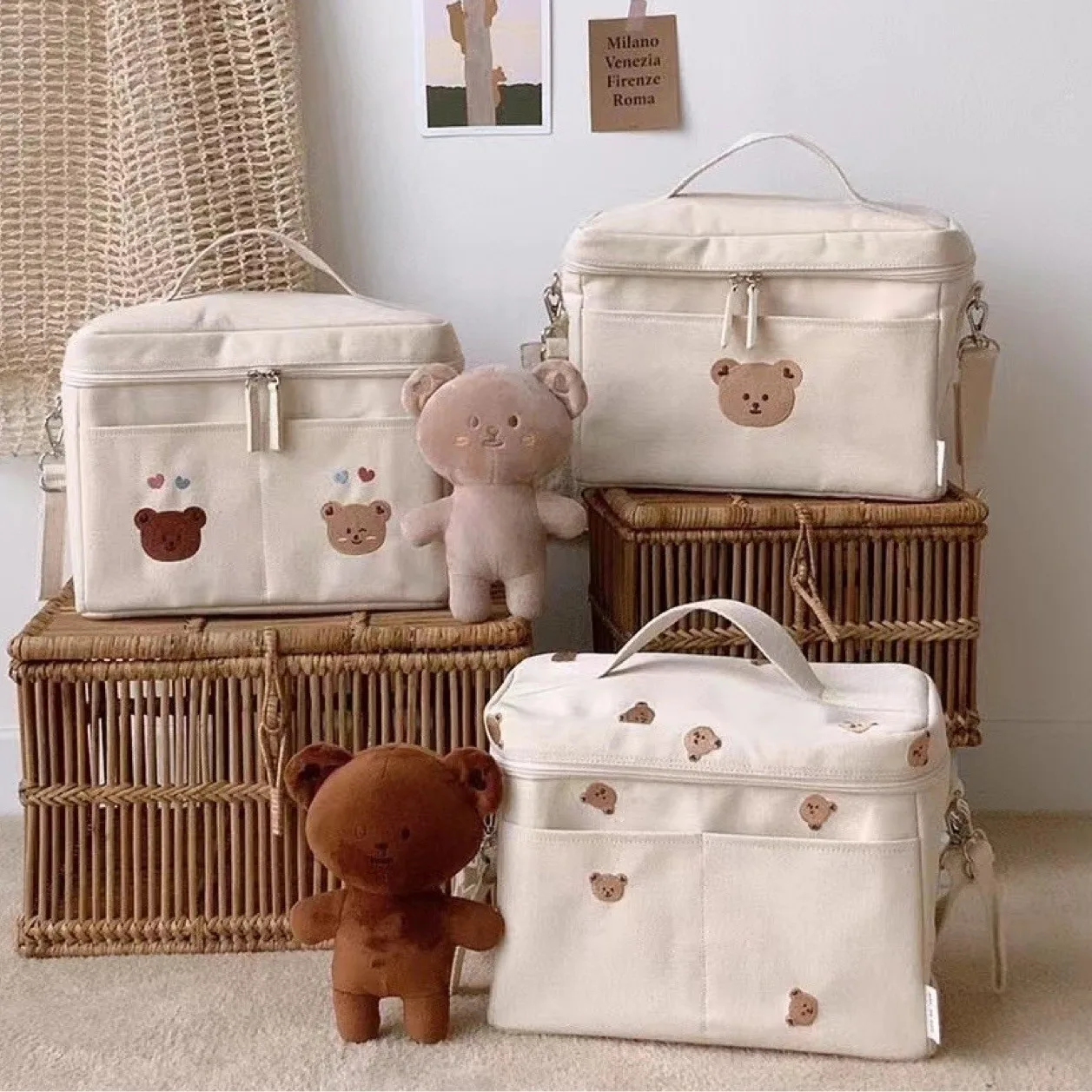 Bolsa térmica de oso para cochecito infantil, portátil - imagen 3