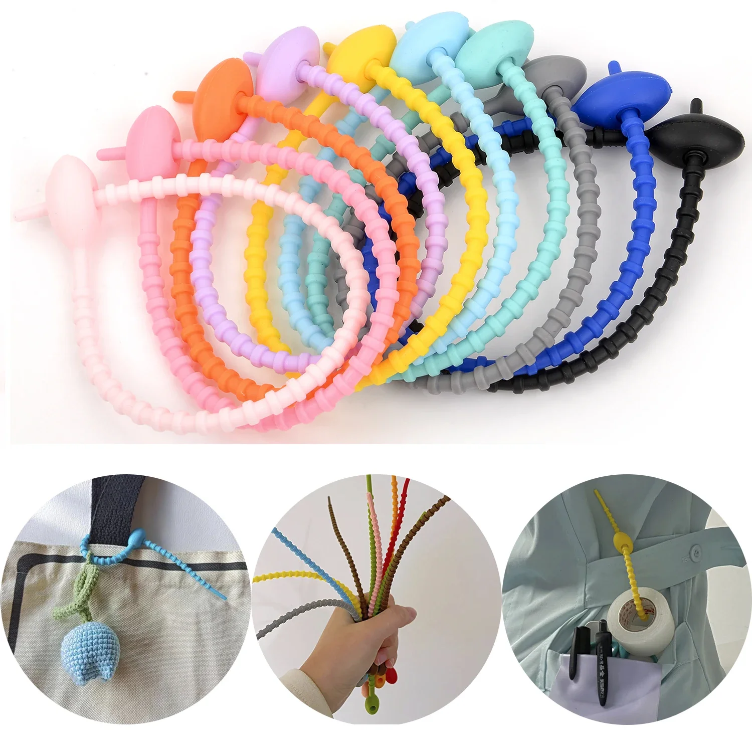 Bridas de silicona de colores para organizar cables
