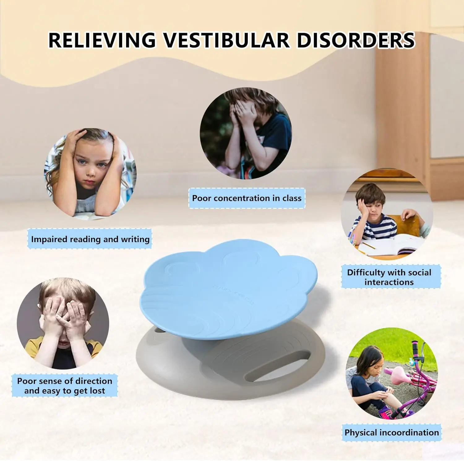 UBRAVOO silla giratoria sensorial para niños TDAH y autismo - imagen 3