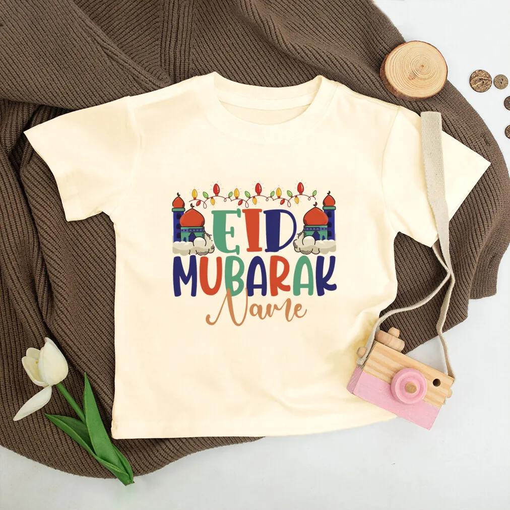 Camisa infantil personalizada con nombre - Eid Mubarak, estilo retro - imagen 4