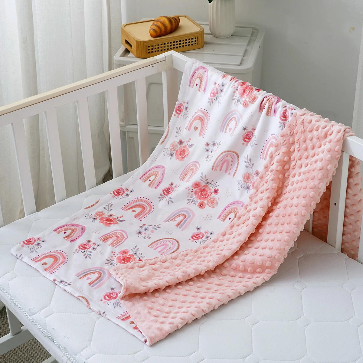Manta bebé Minky de felpa suave doble capa con estampado multicolor - imagen 5