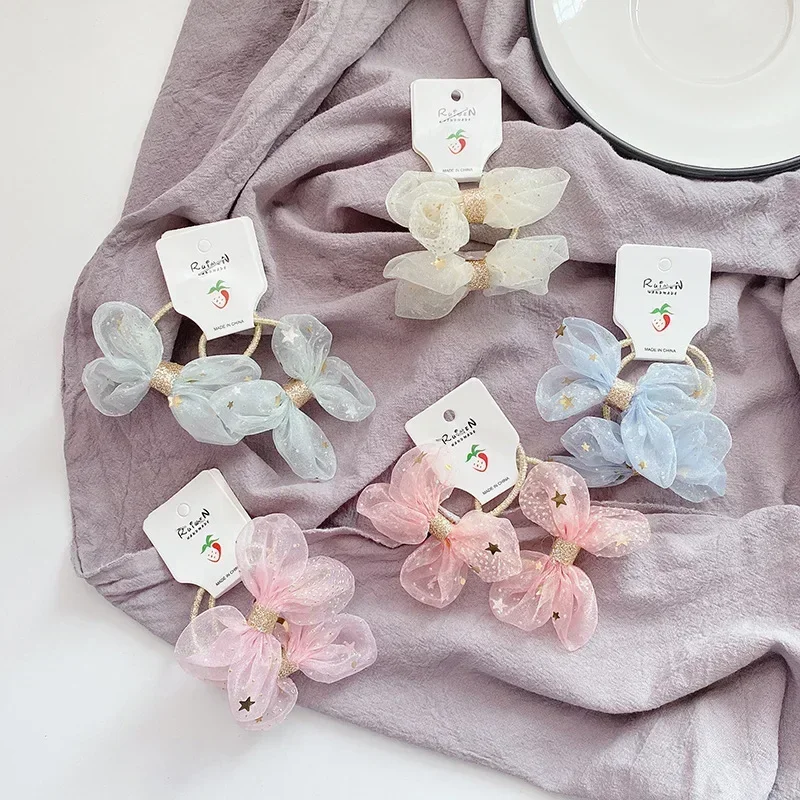 Bandas elásticas para niñas con encaje brillante – estrellas caramelo - imagen 3