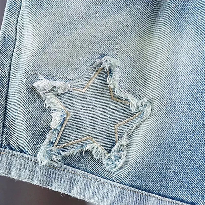 Pantalones cortos vaqueros con bordados para niña, sueltos - imagen 5