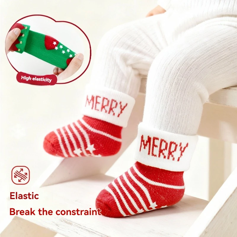 Calcetines de Navidad absorbentes de algodón para bebé unisex
