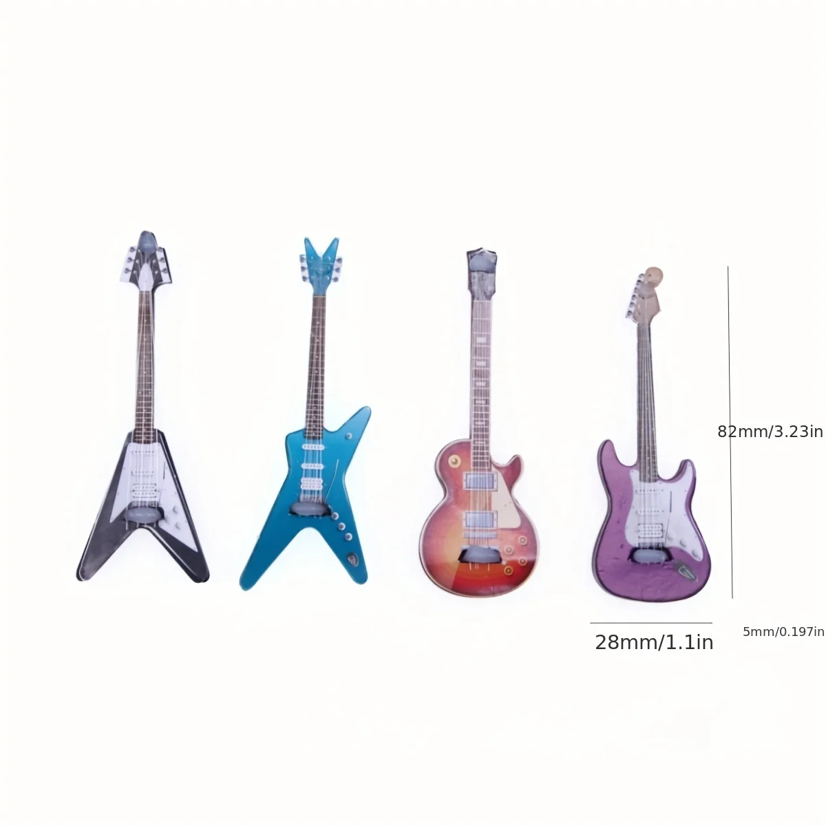 Guitarra eléctrica miniatura para casa de muñecas - Accesorios 1:4 - imagen 5