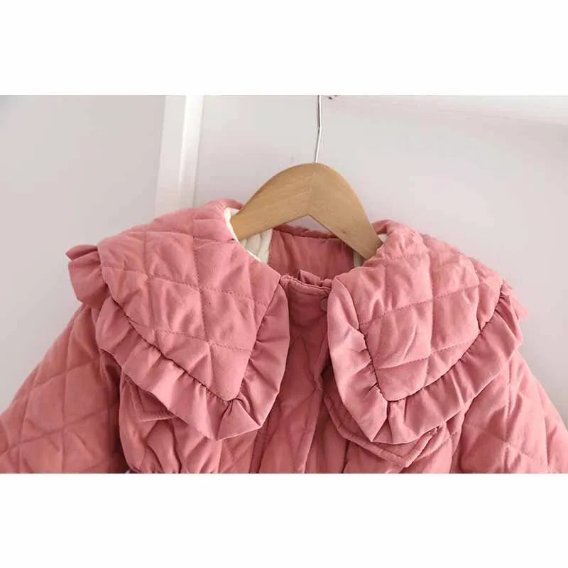 Abrigo parka acolchado de terciopelo para niñas con cremallera - imagen 3