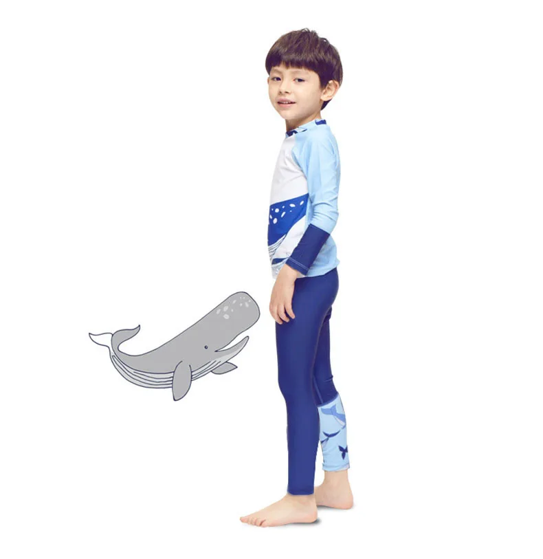 Bañador infantil de manga larga con estampado ballenas - imagen 2