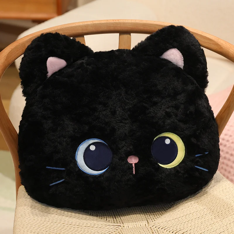 Cojín de gato felpa suave negro calicó para sofá y hogar decorativo - imagen 2