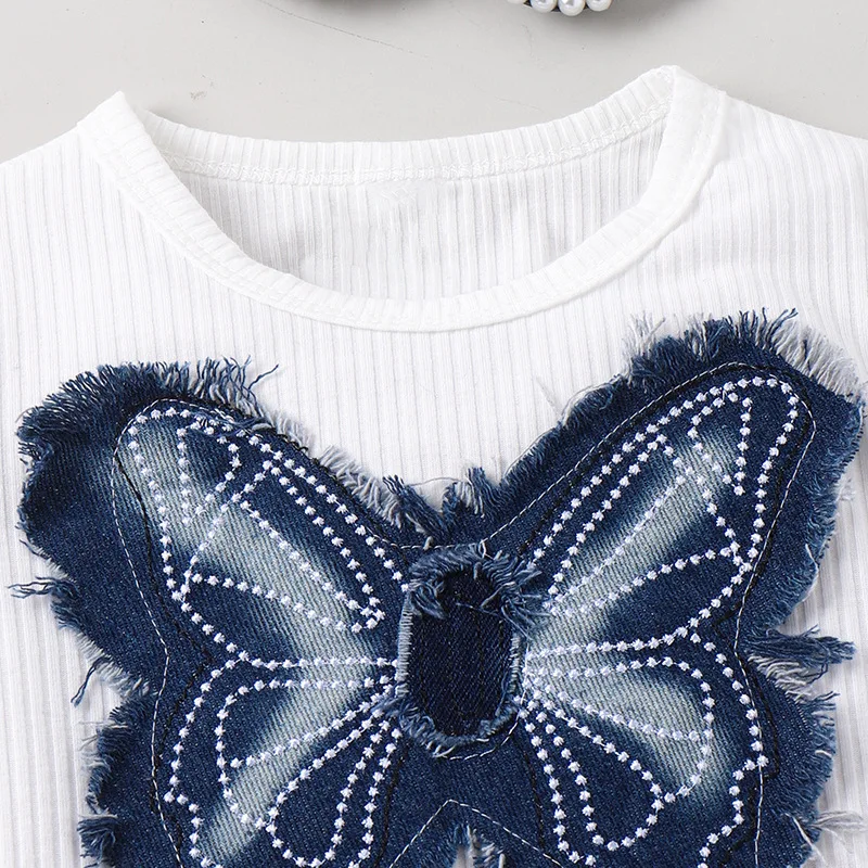 Conjunto Boutique niña – Top algodón con mariposas y shorts denim - imagen 4