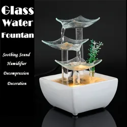 Fuente decorativa de escritorio zen en cascada relajante con luces LED