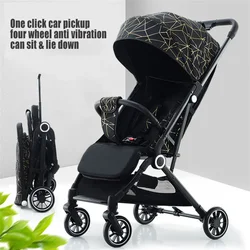 Cochecito ligero de viaje plegable con doble freno y dosel amplio