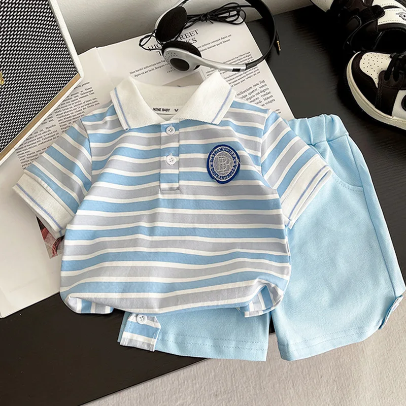 Conjunto de verano para bebé niño: camiseta a cuadros y bermuda vaquera - imagen 4
