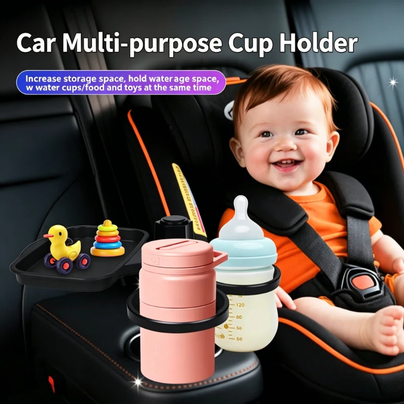 Portavasos para coche con bandeja giratoria 360°