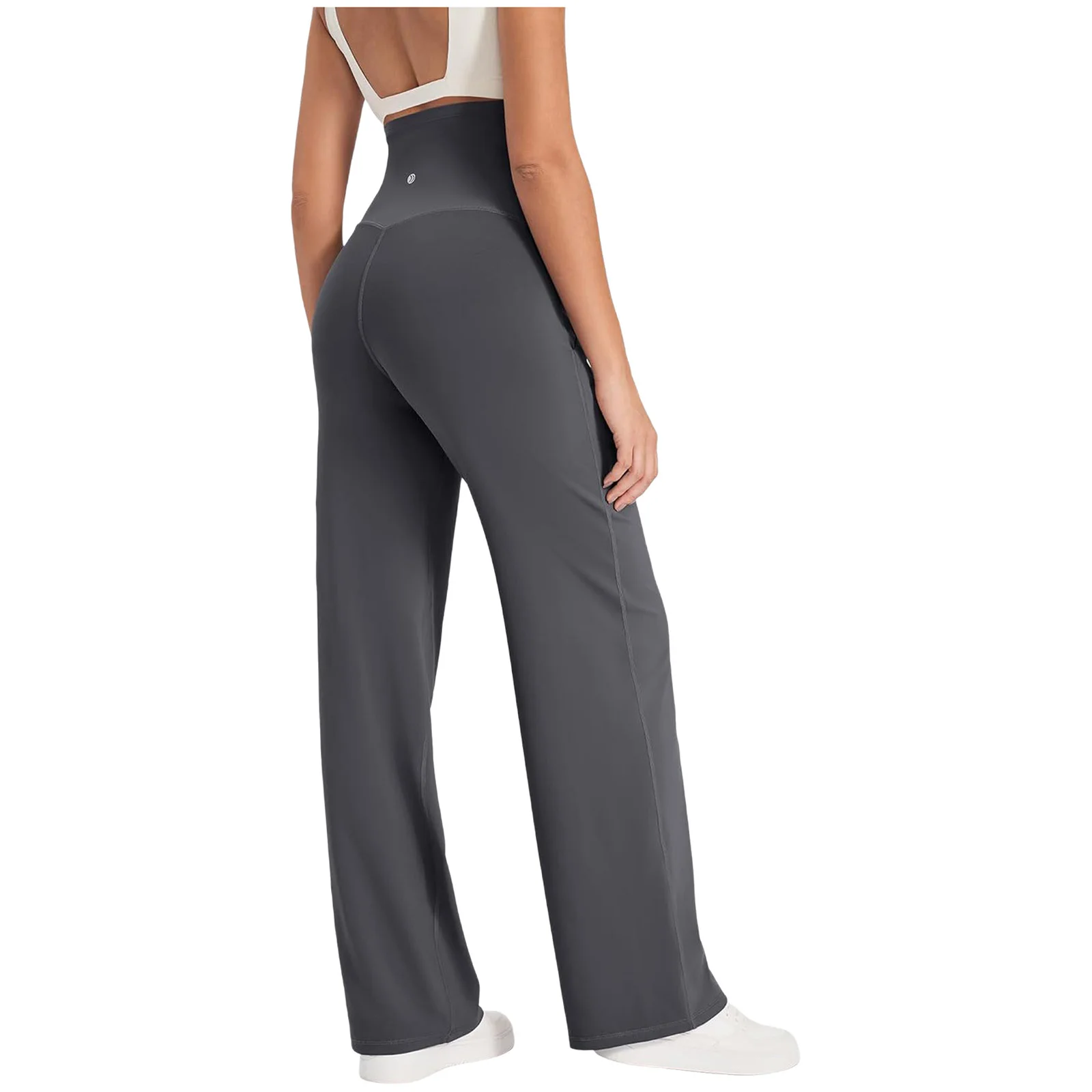 Pantalones premamá de yoga con cintura elástica y bolsillos - imagen 3