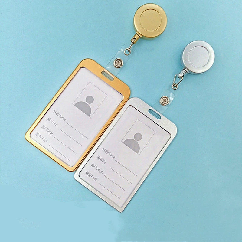 Tarjetero retráctil de aluminio para identificación escolar - imagen 3