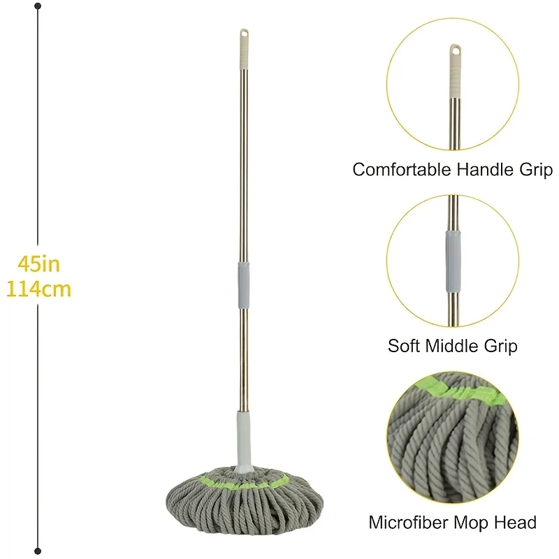 Mopa de microfibra autoescurrable giratoria para suelos de madera - imagen 3