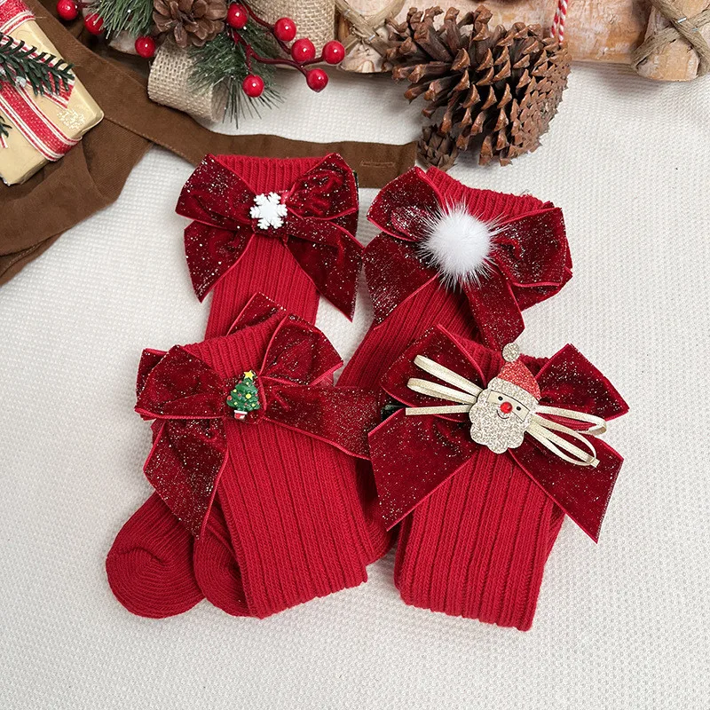 Calcetines rojos de Navidad para niños – Algodón suave ajustable - imagen 3