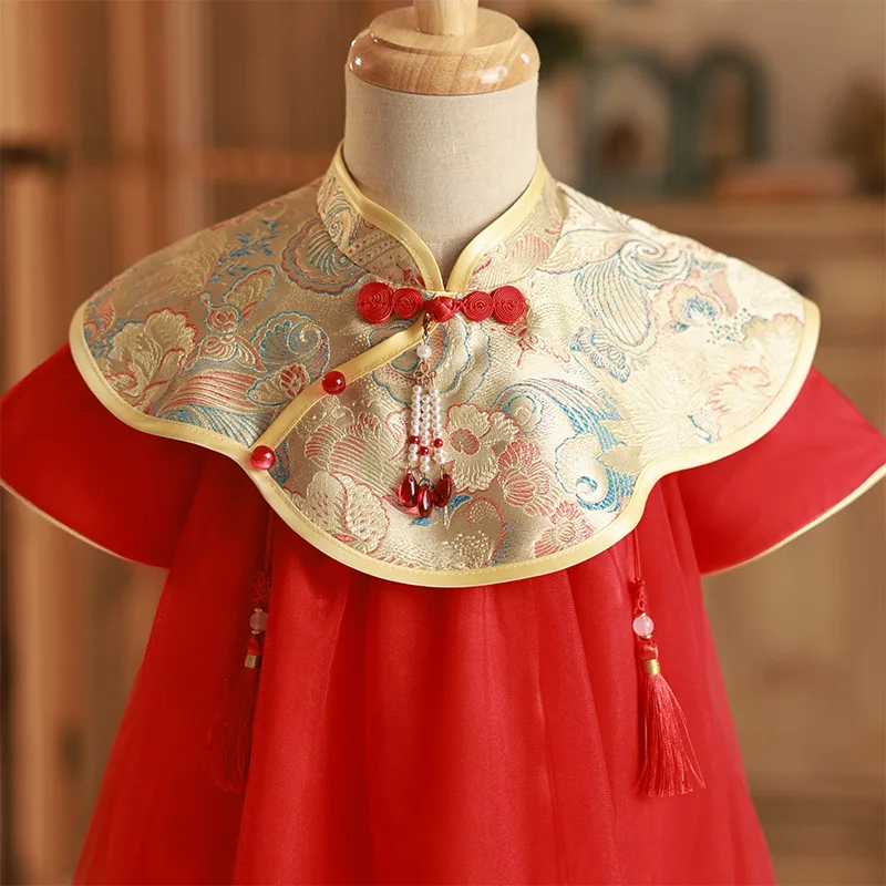 Vestido rojo de fiesta para niña – Manga corta, verano - imagen 5