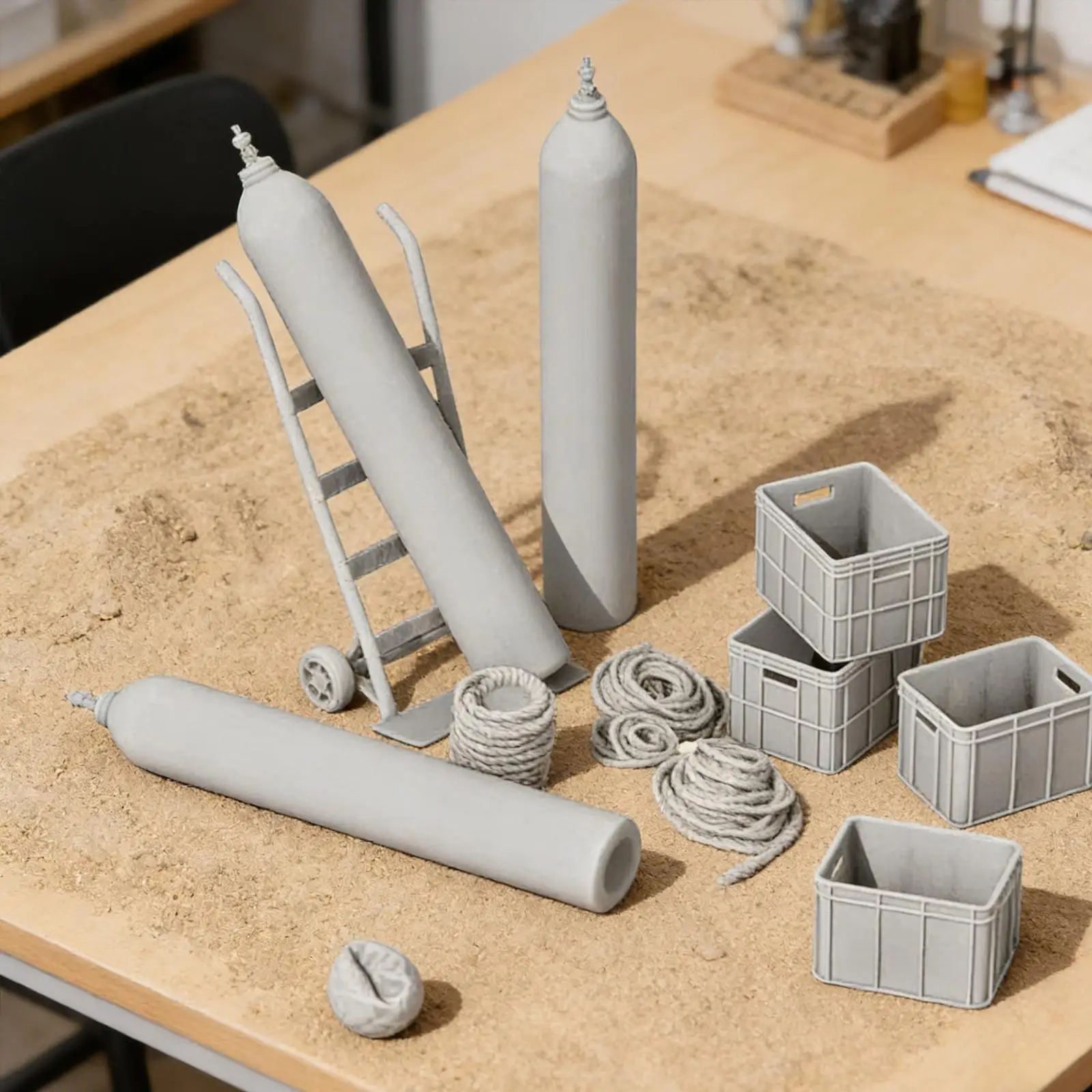Accesorios para dioramas y casas de muñecas industriales