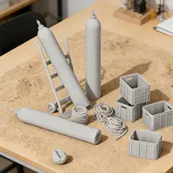 Accesorios para dioramas y casas de muñecas industriales