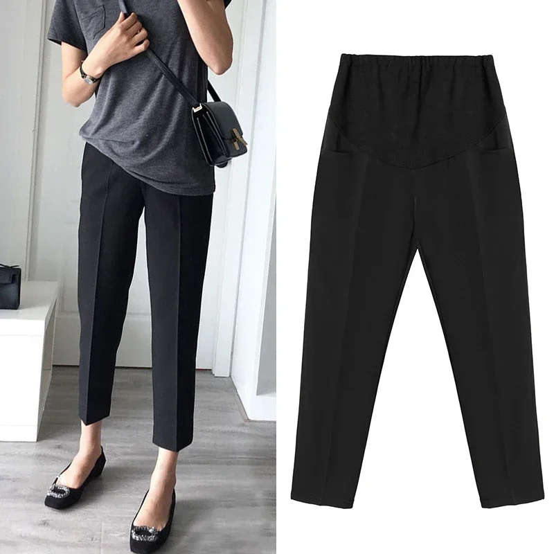 Pantalones de embarazo formales para oficina con cintura elástica - imagen 4