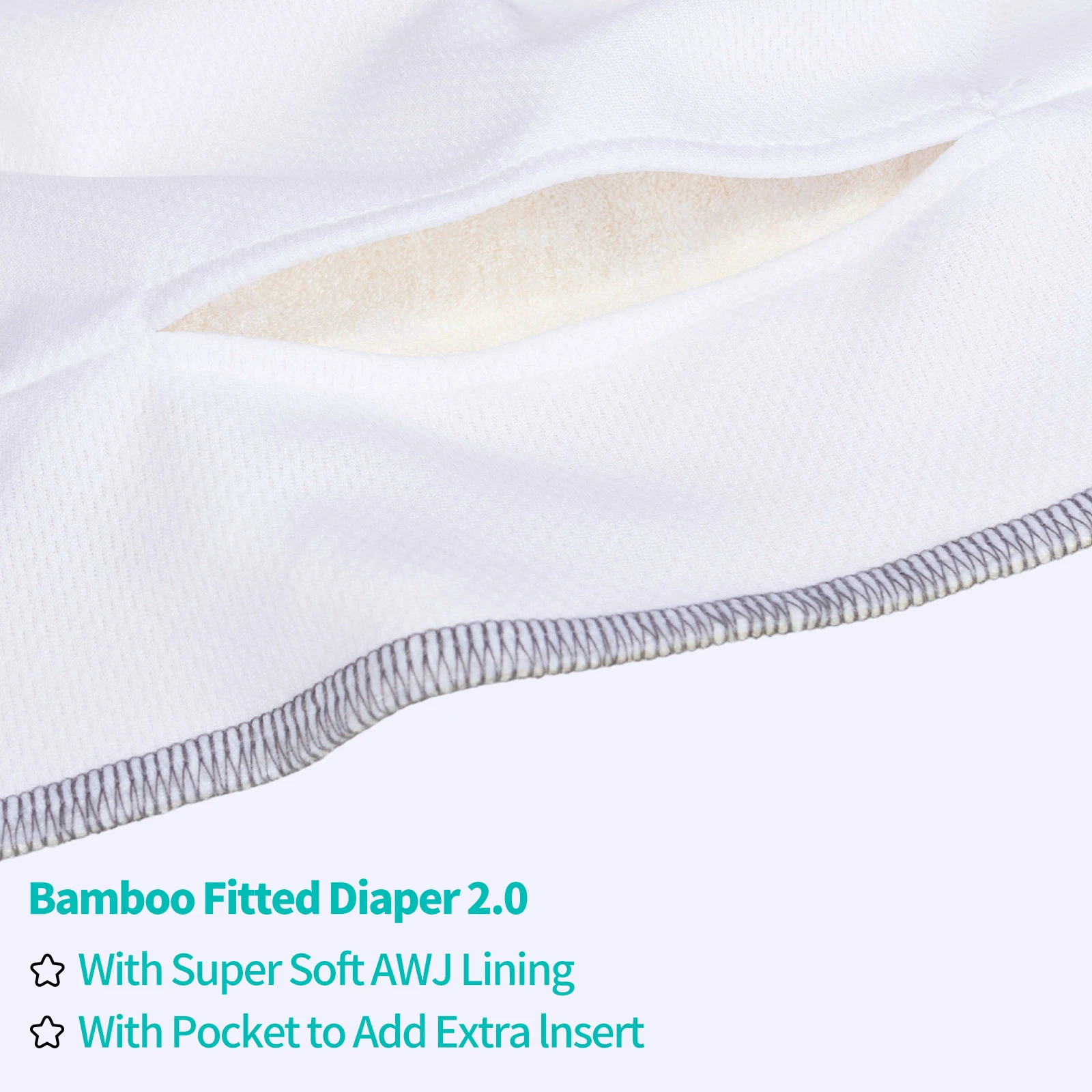 ALVABABY Pañal de tela reutilizable de bambú – Ajustable con bolsillo para bebé - imagen 2